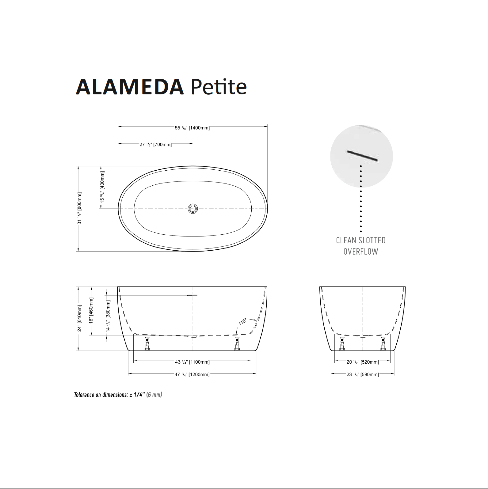 Alameda Petite Tub Specifications