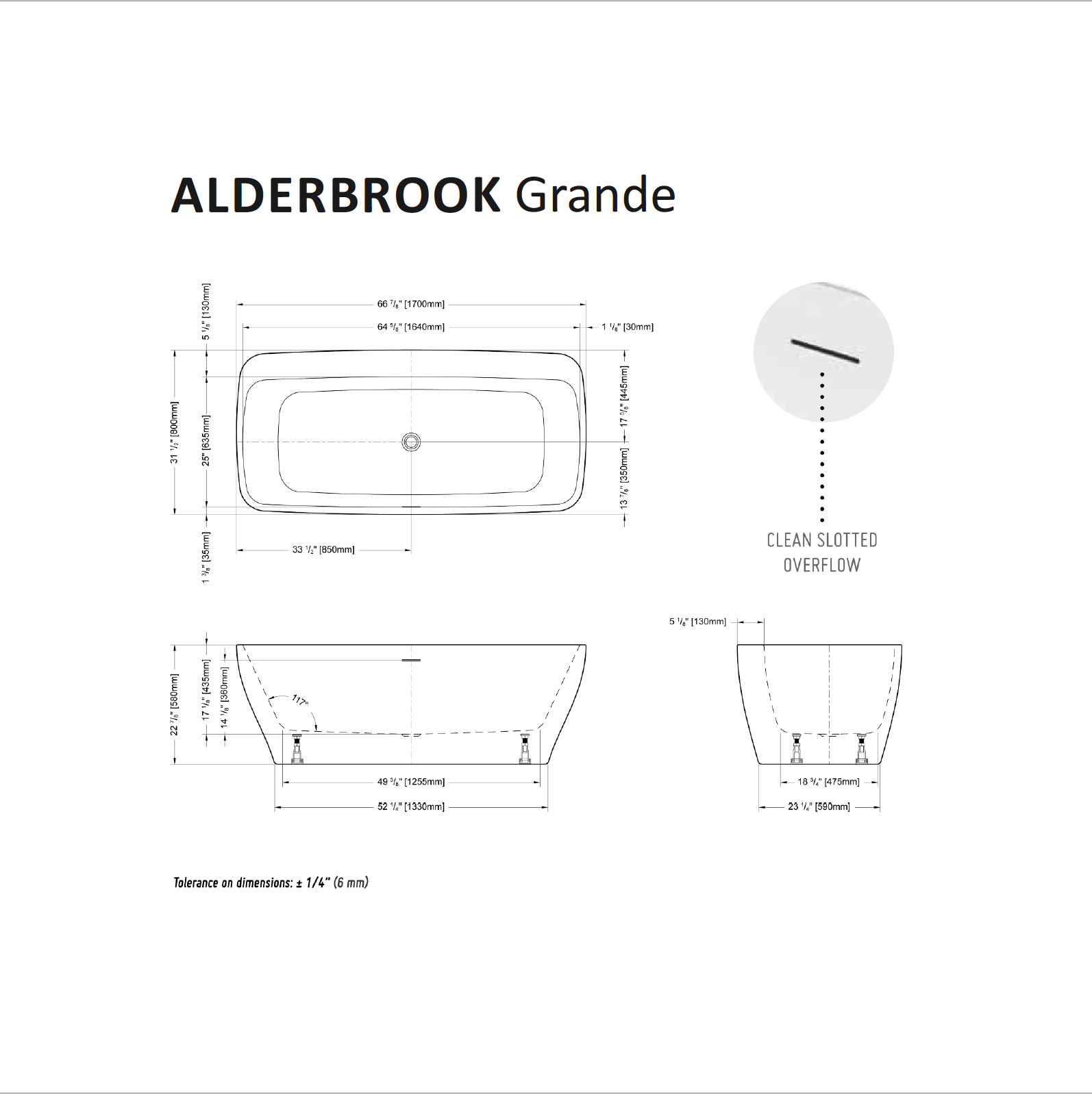 Alderbrook Grande Tub Specifications
