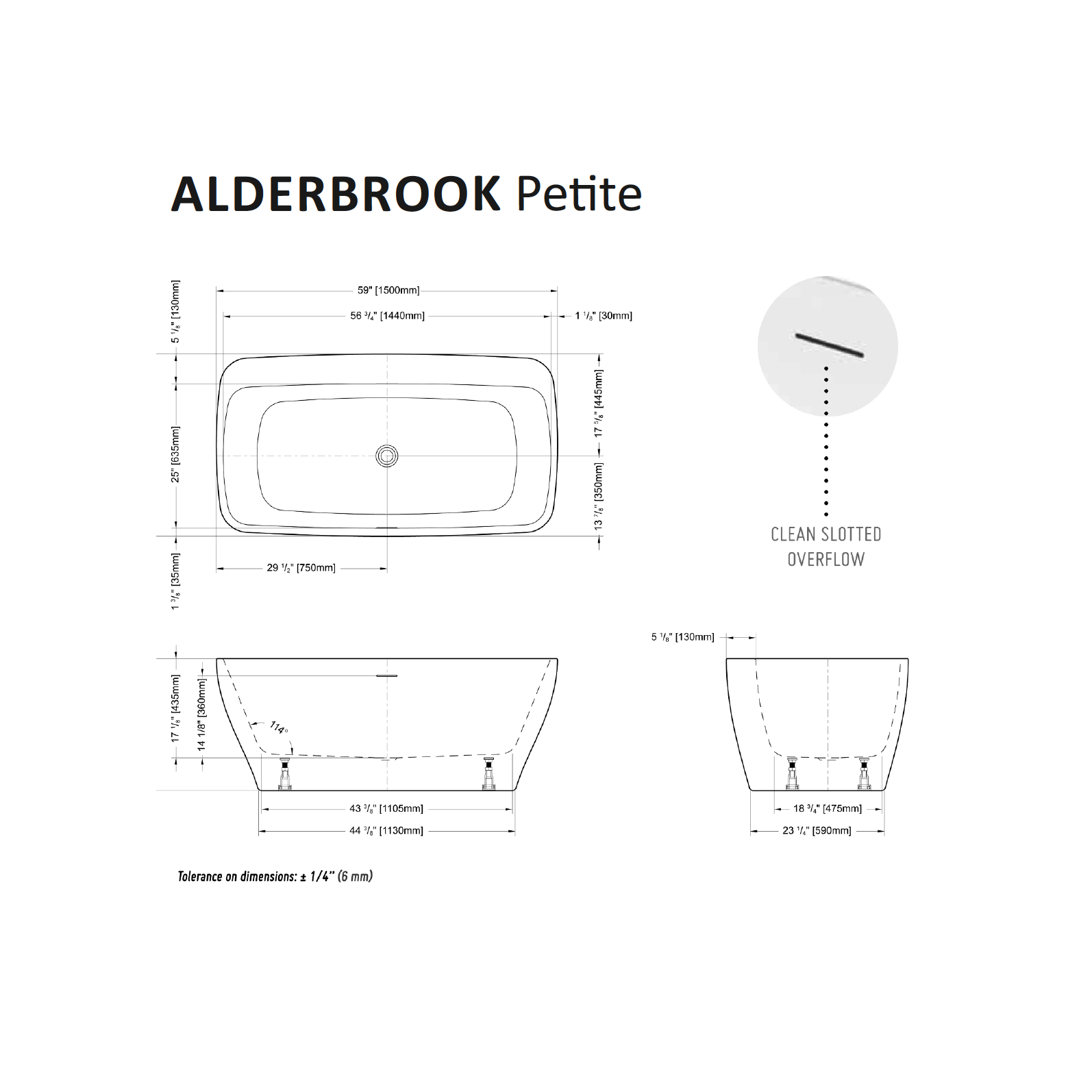 Alderbrook Petite Tub Specifications