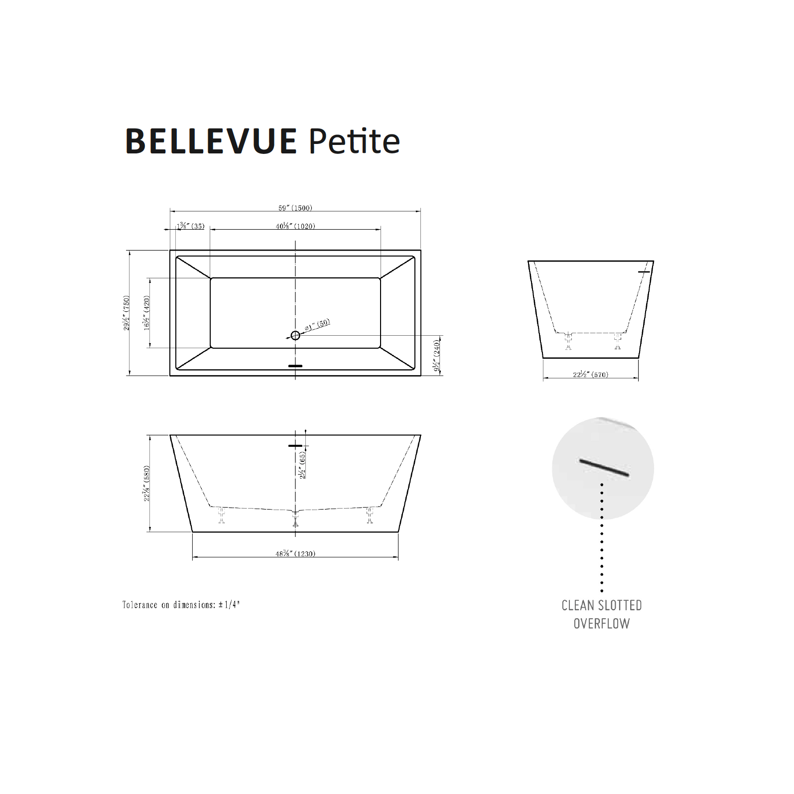 Bellevue Petite Tub Specifications