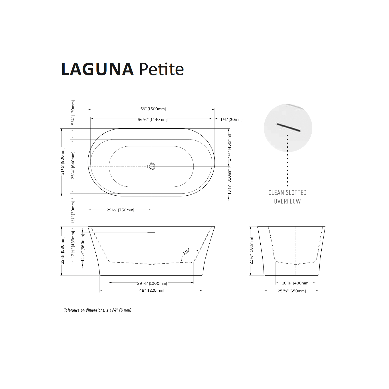 Laguna Petite Tub Specifications