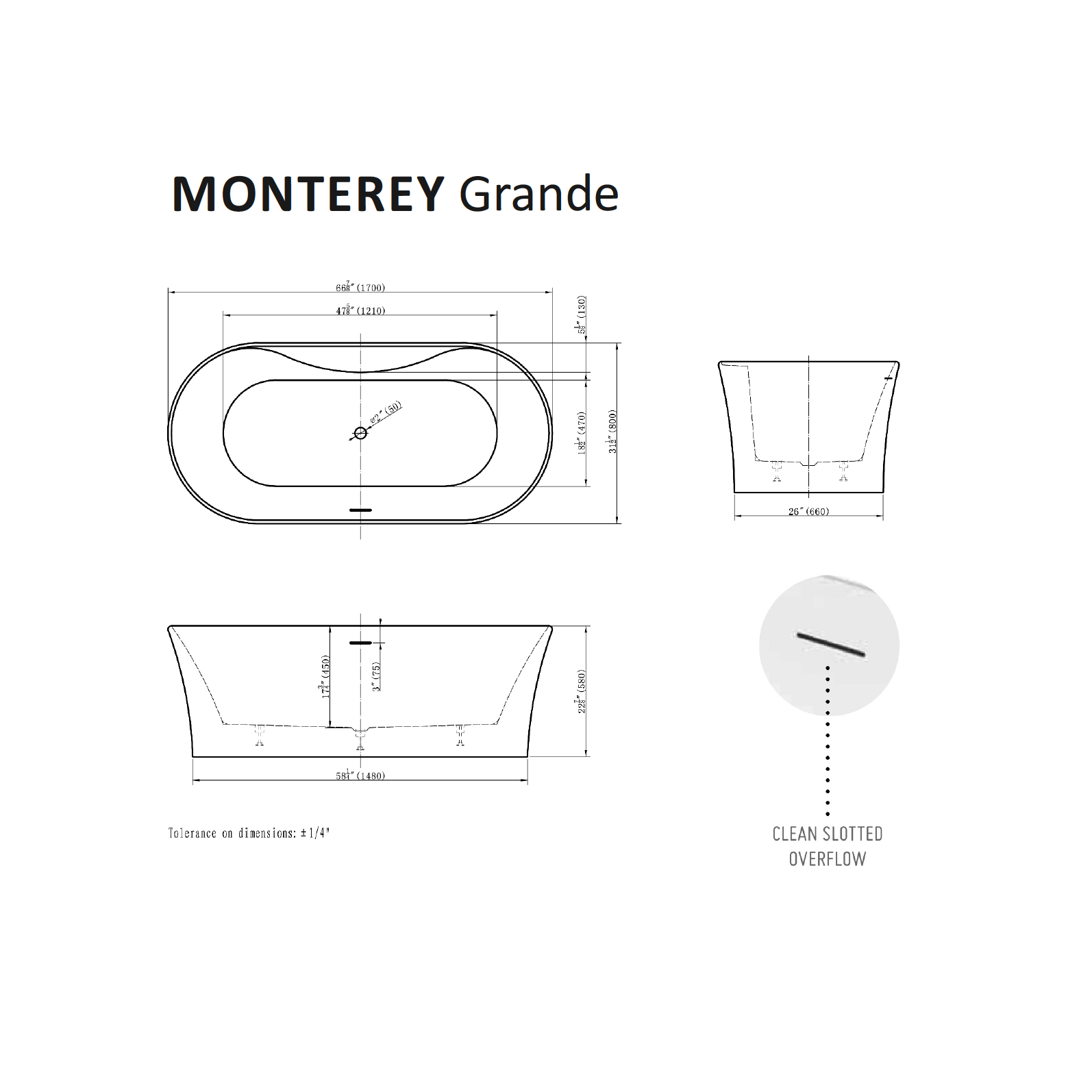 Monterey Grand Tub Specifications