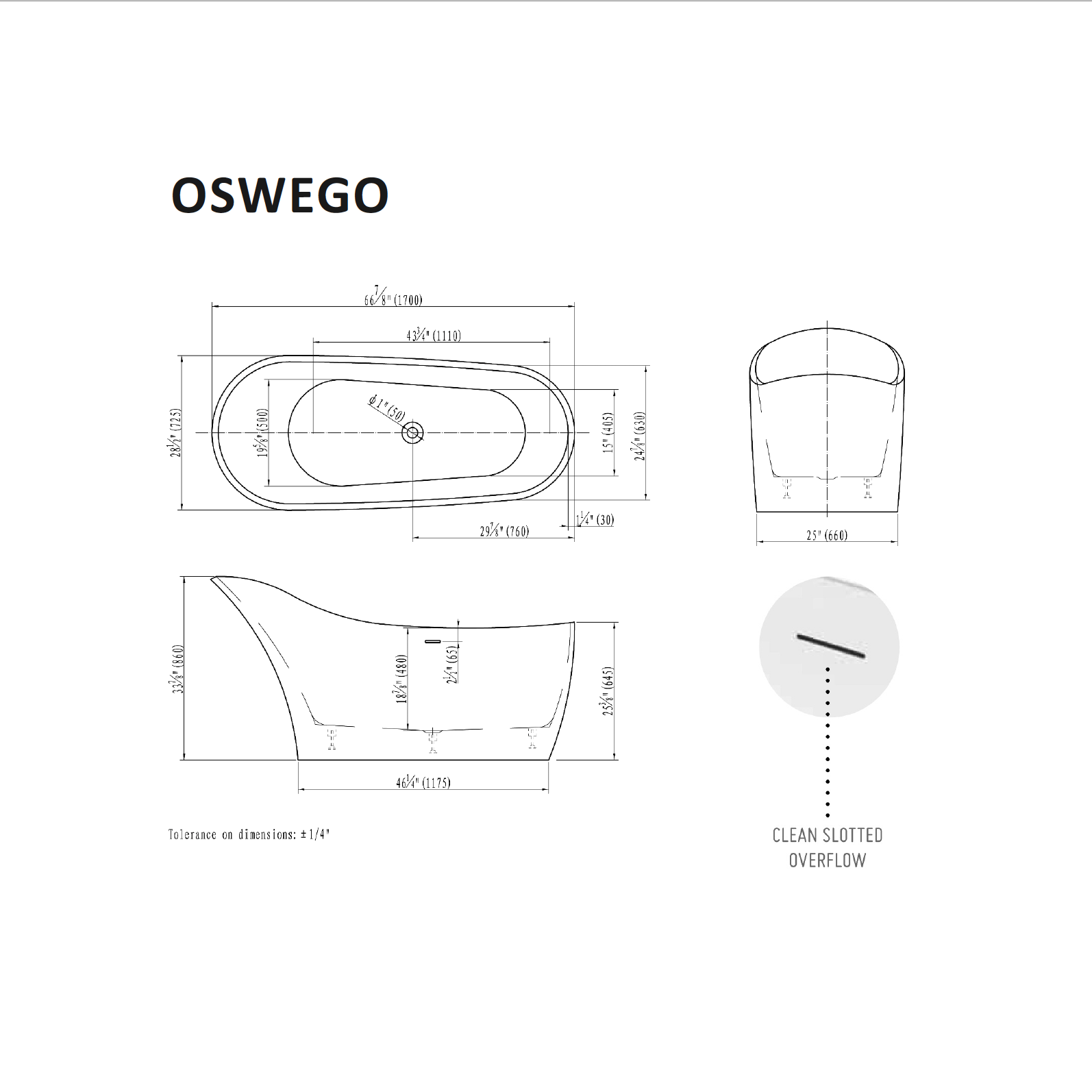 Oswego Tub Specifications