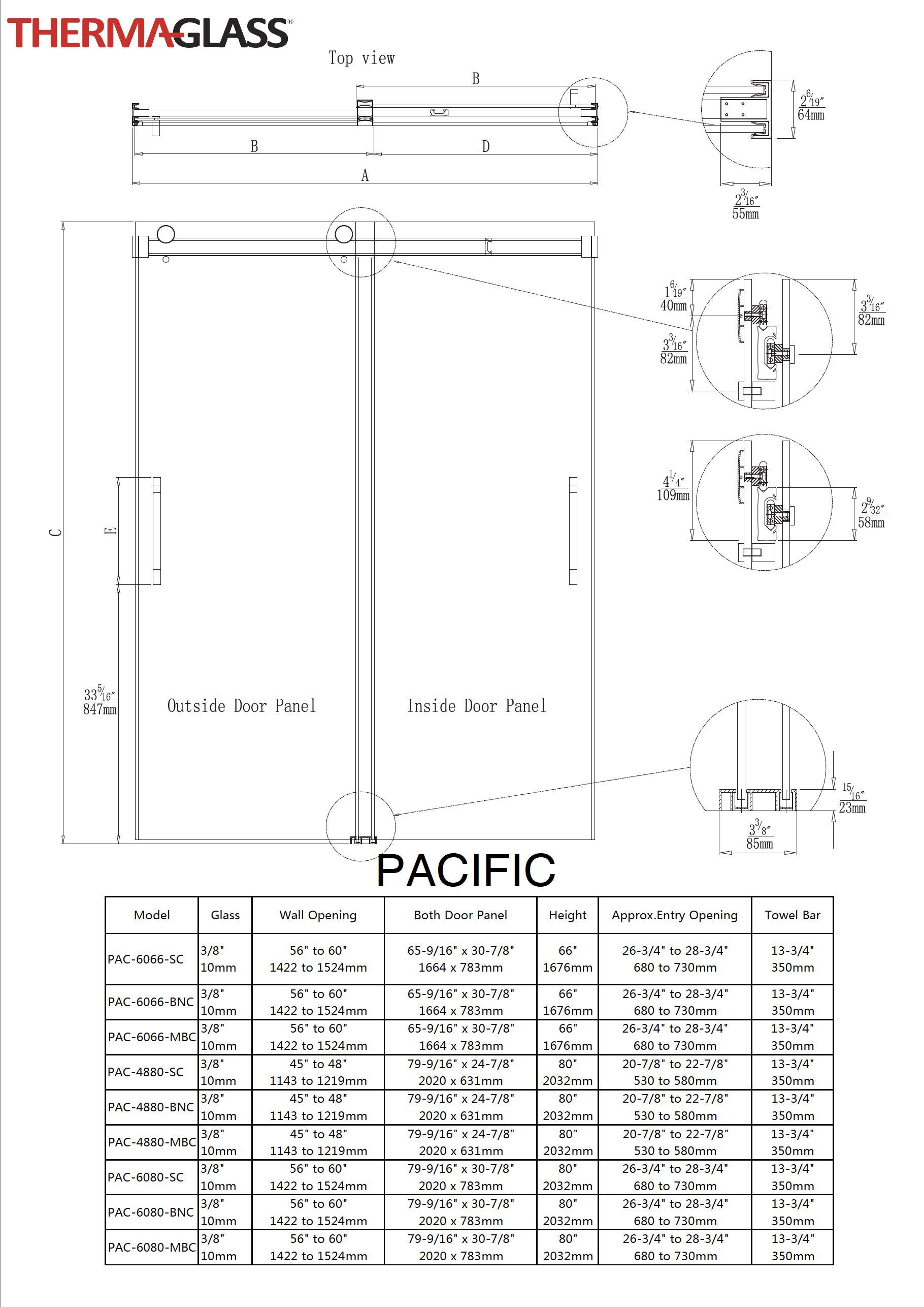 Pacific Shower Door Specification