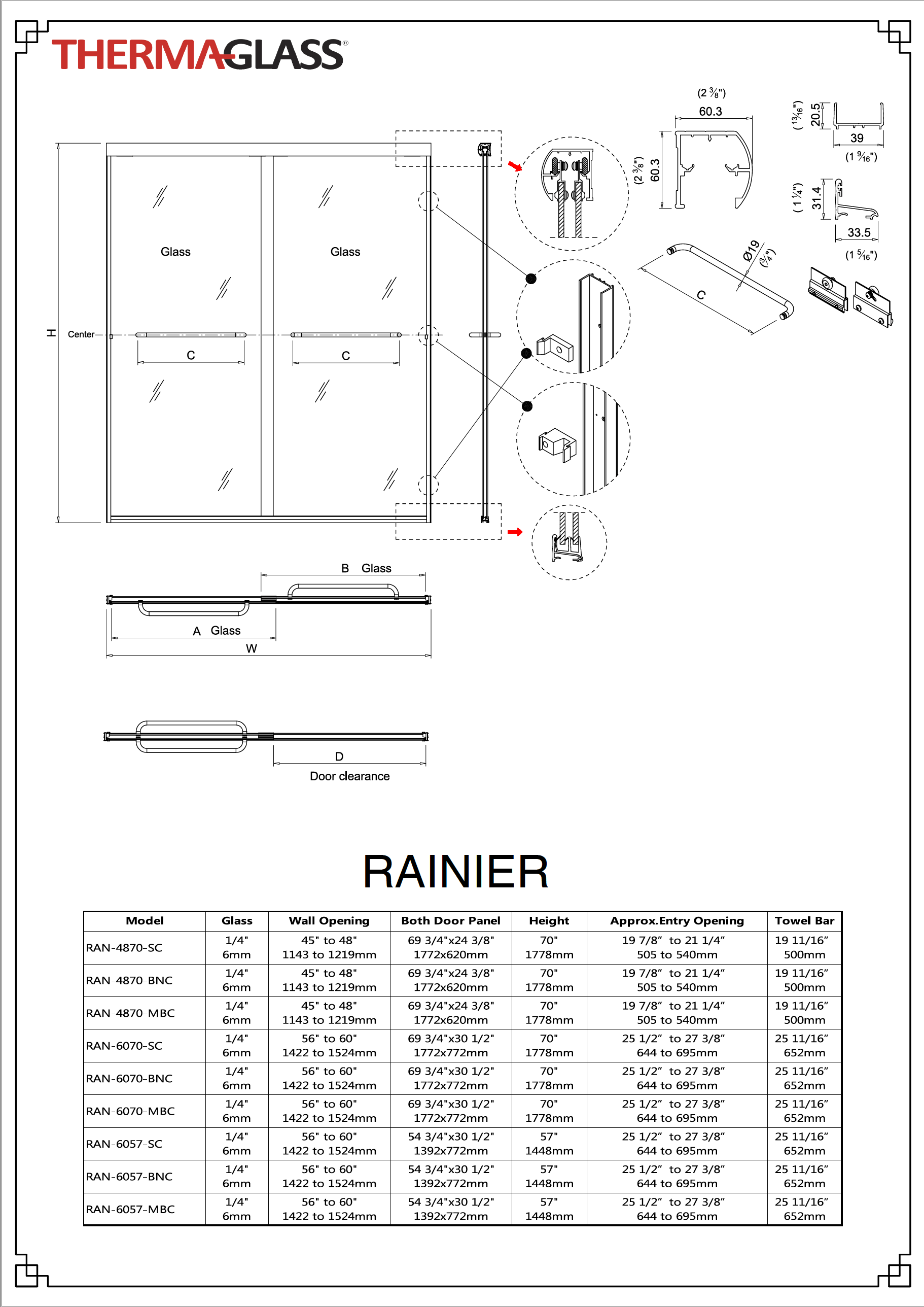 Rainier Shower Door Specification