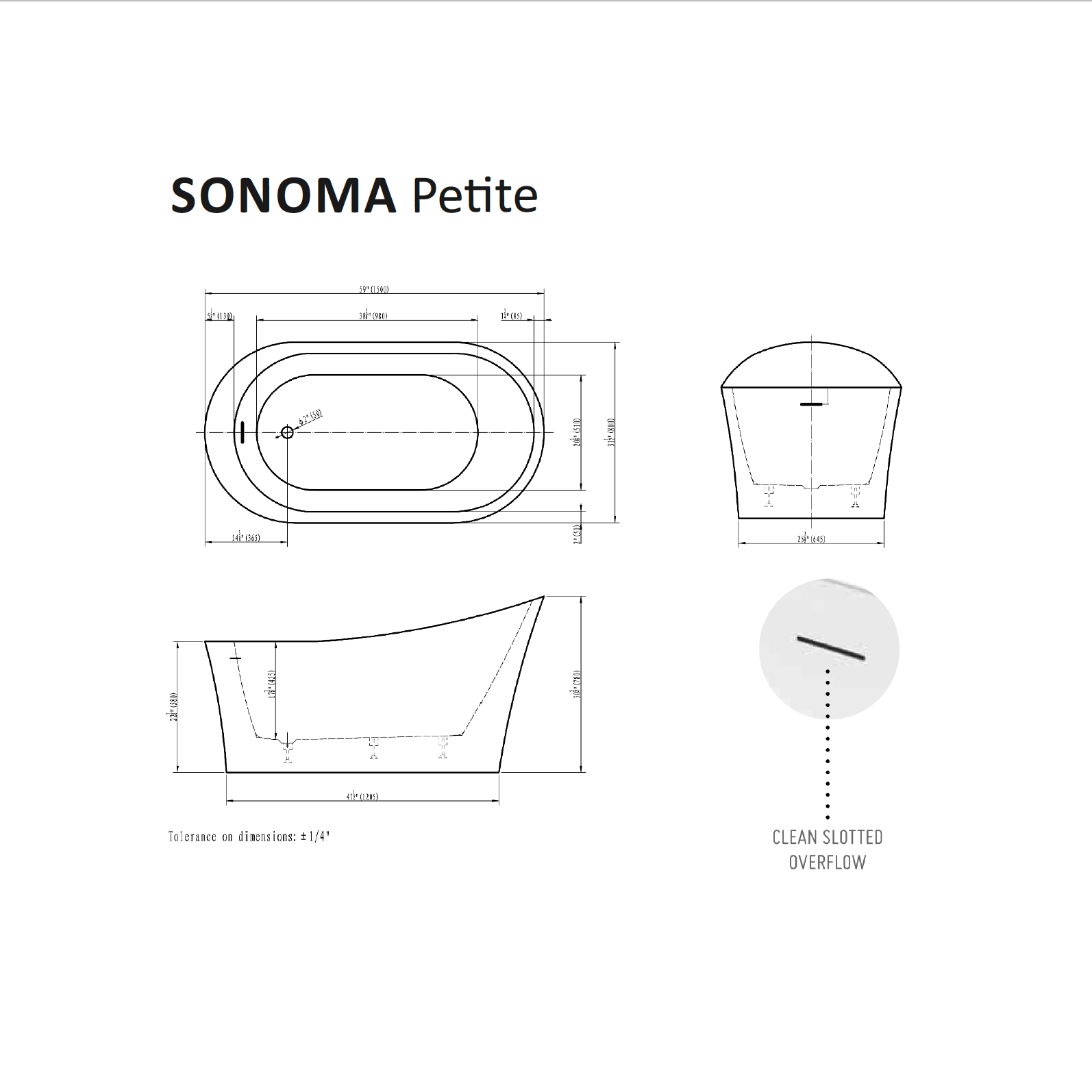 Sonoma Petite Tub Specifications
