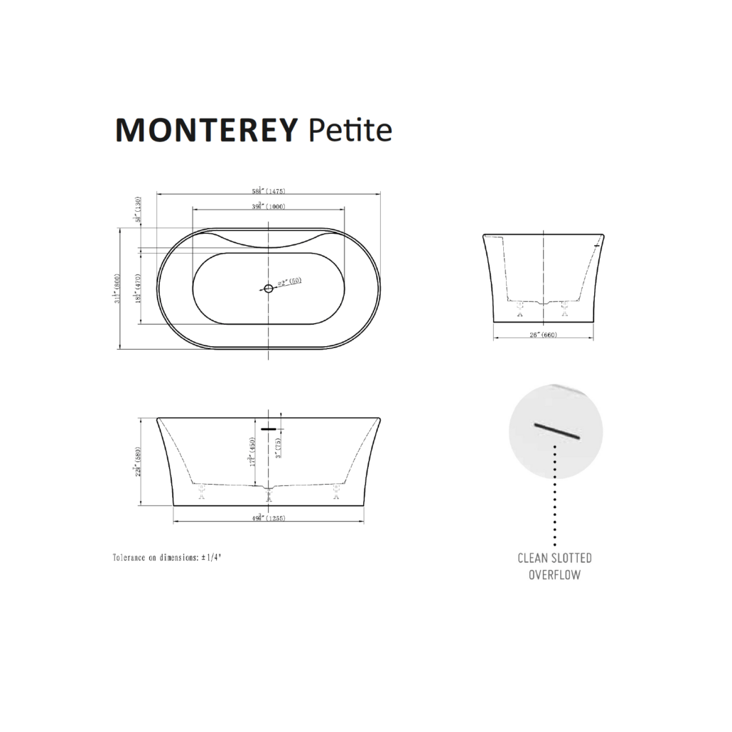 Monterey Petite Tub Specifications