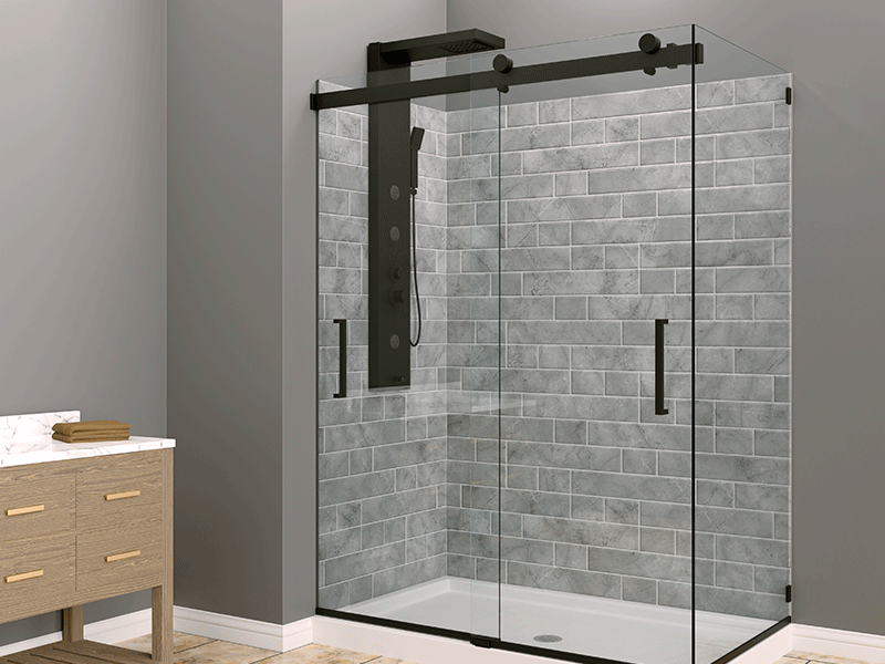 Pacific Frameless 2-Sided Shower Door